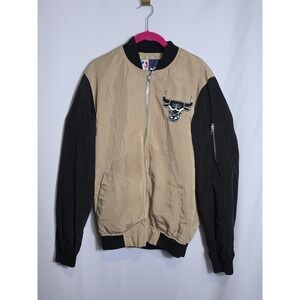 Chicago Bulls Bomber Jacket - Light Weight Khaki Black Color by JH Design - NBA